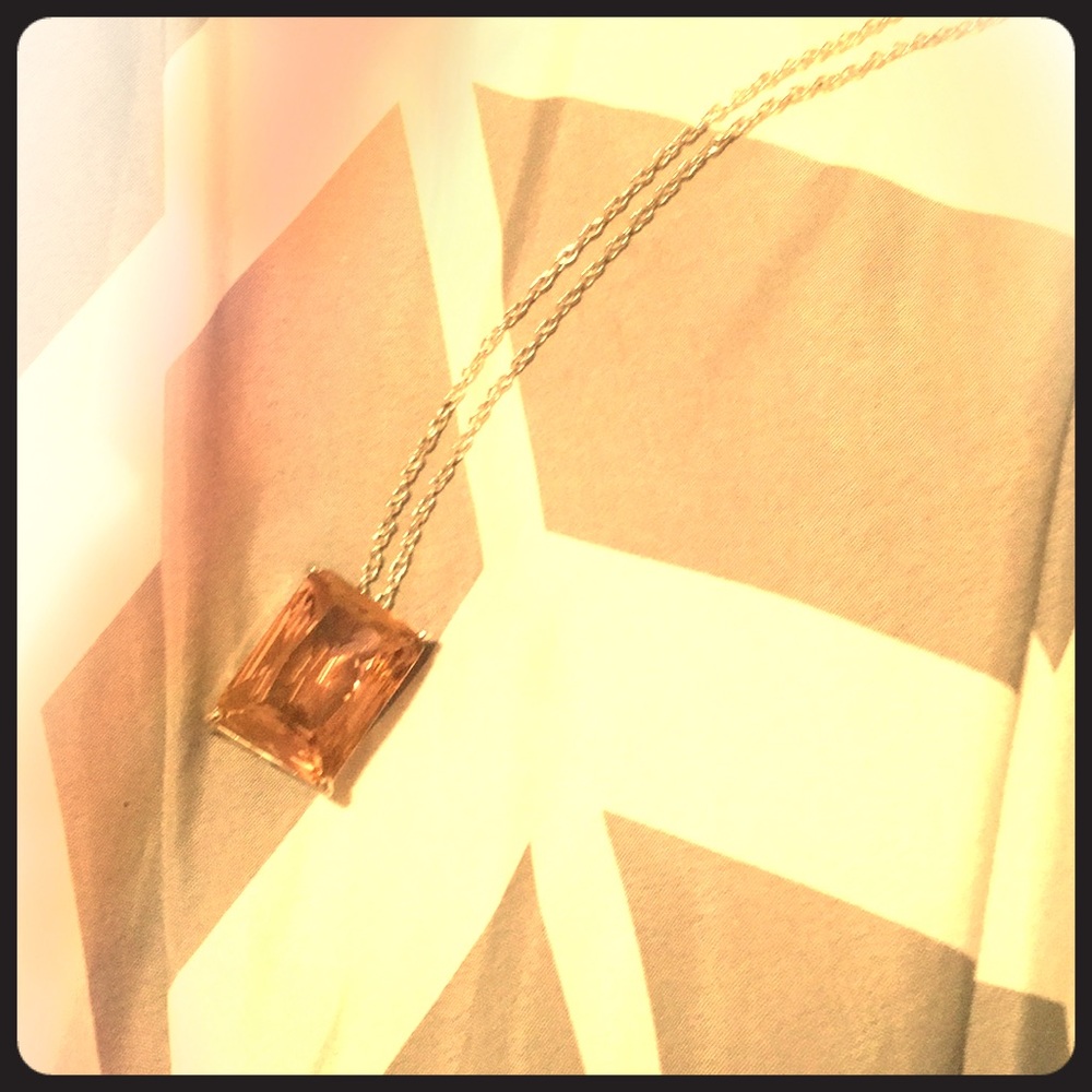 Pink diamond silver chain necklace
